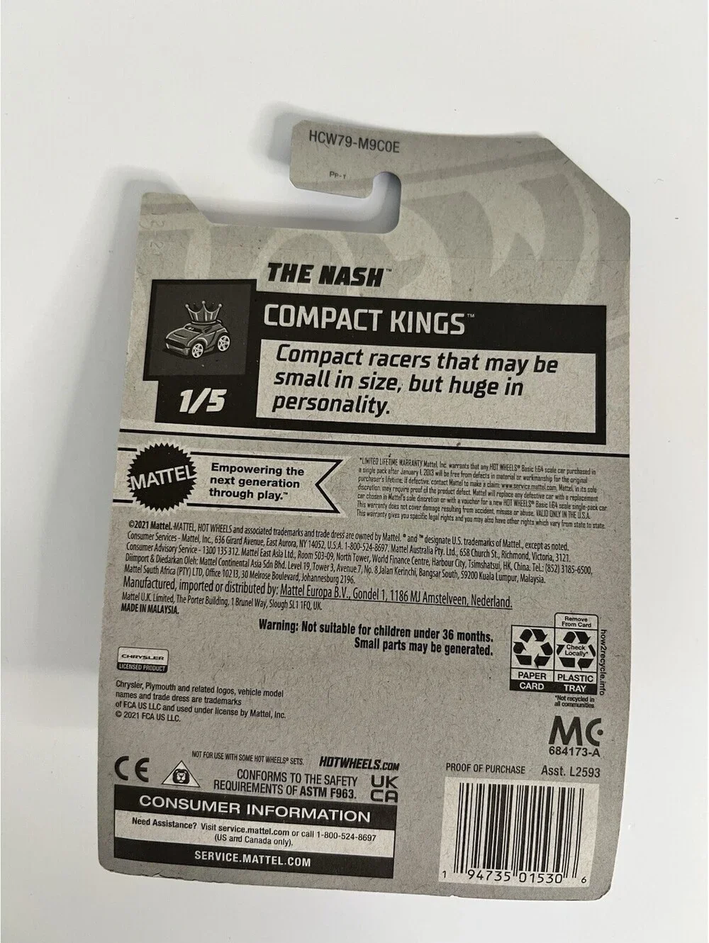 Hot Wheels The Nash Silver #19 19/250 2022 Compact Kings 1/5